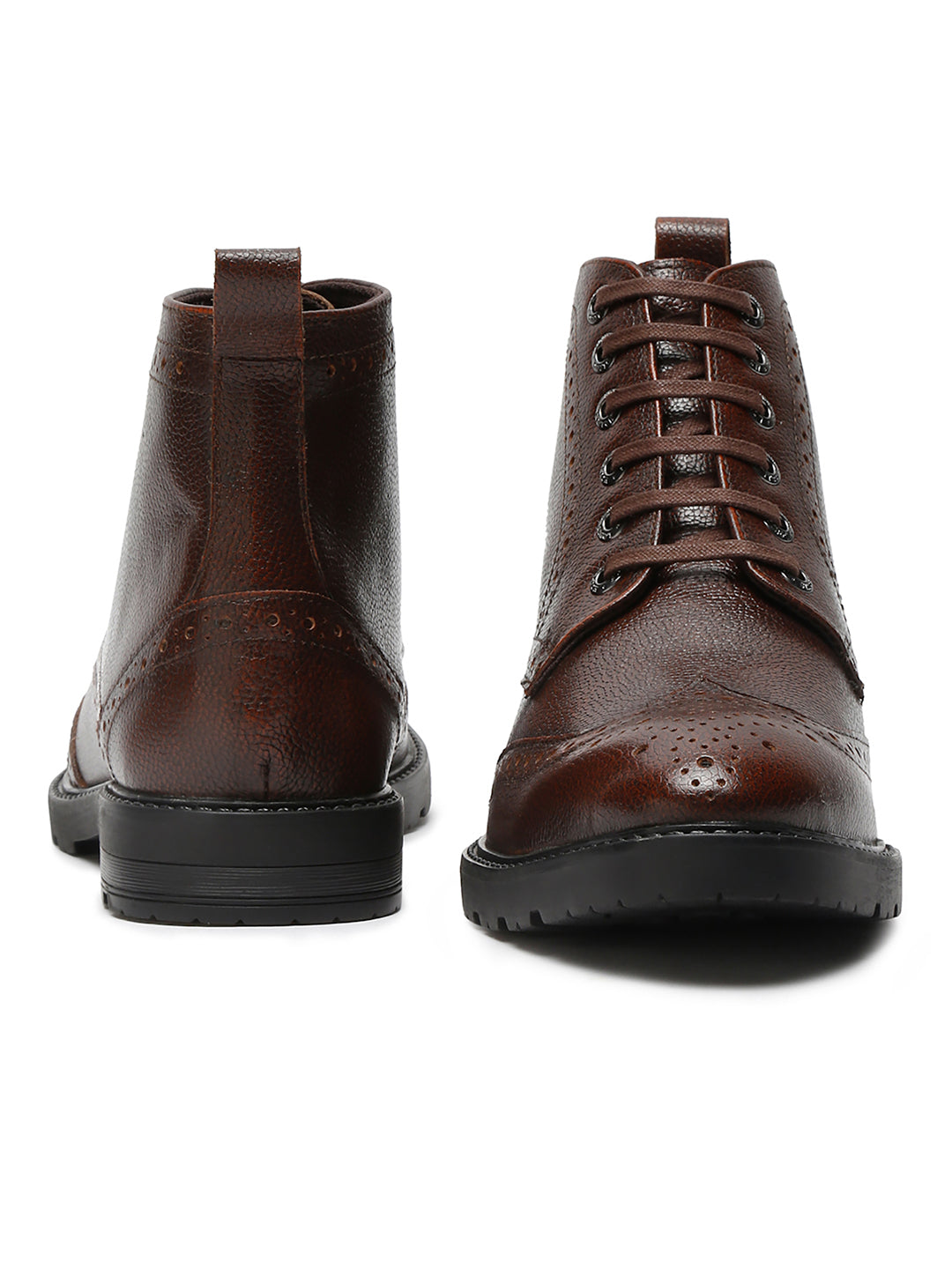 Handcrafted Italian Leather High Ankle Chukka Brogue Boots