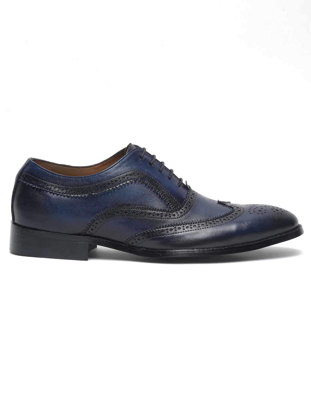 Blue Men's Premium Italian Leather Handcrafted Blue Brogue Shoes