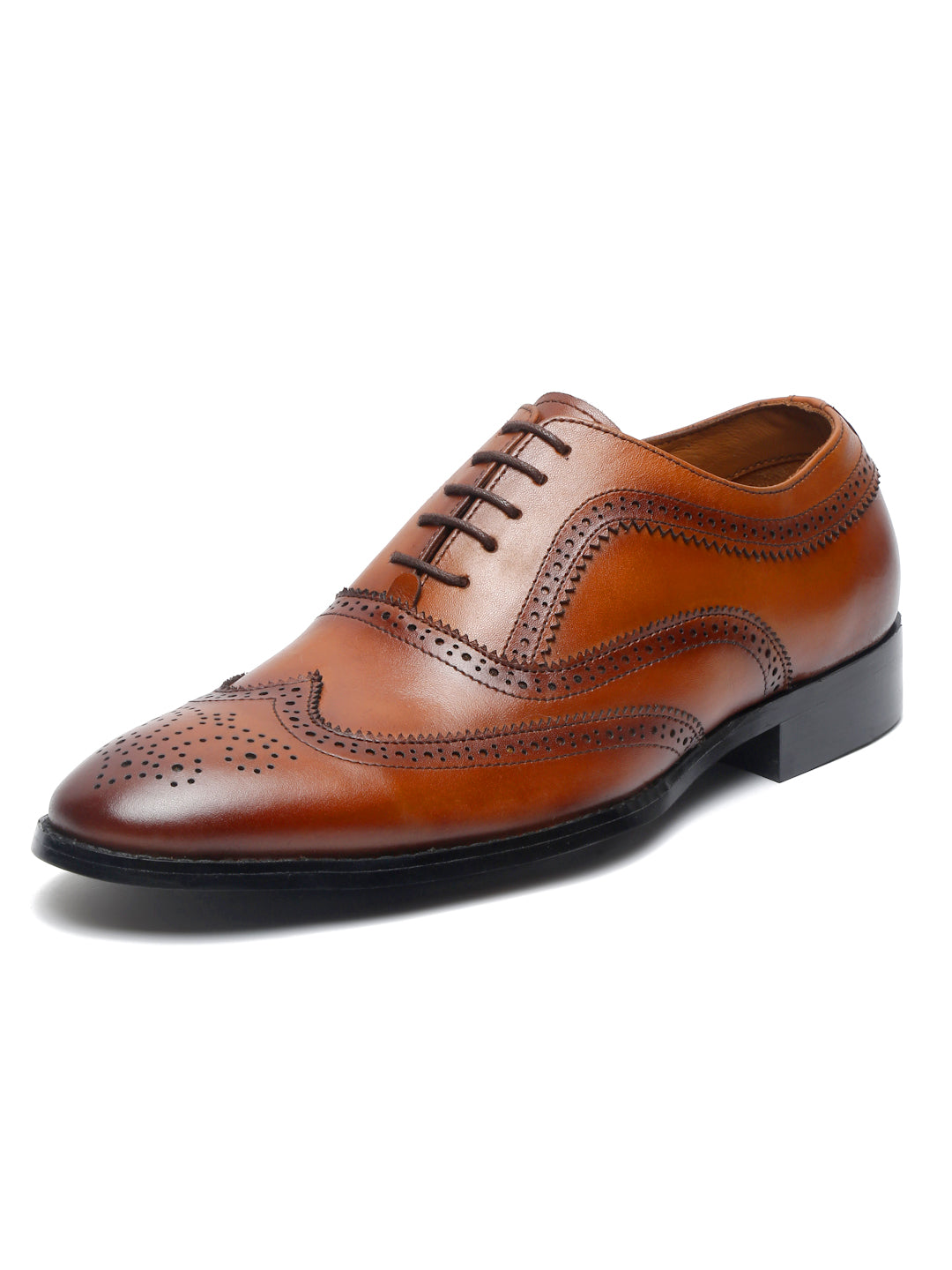 Tan Men's Premium Italian Leather Handcrafted Tan Brogue Shoes