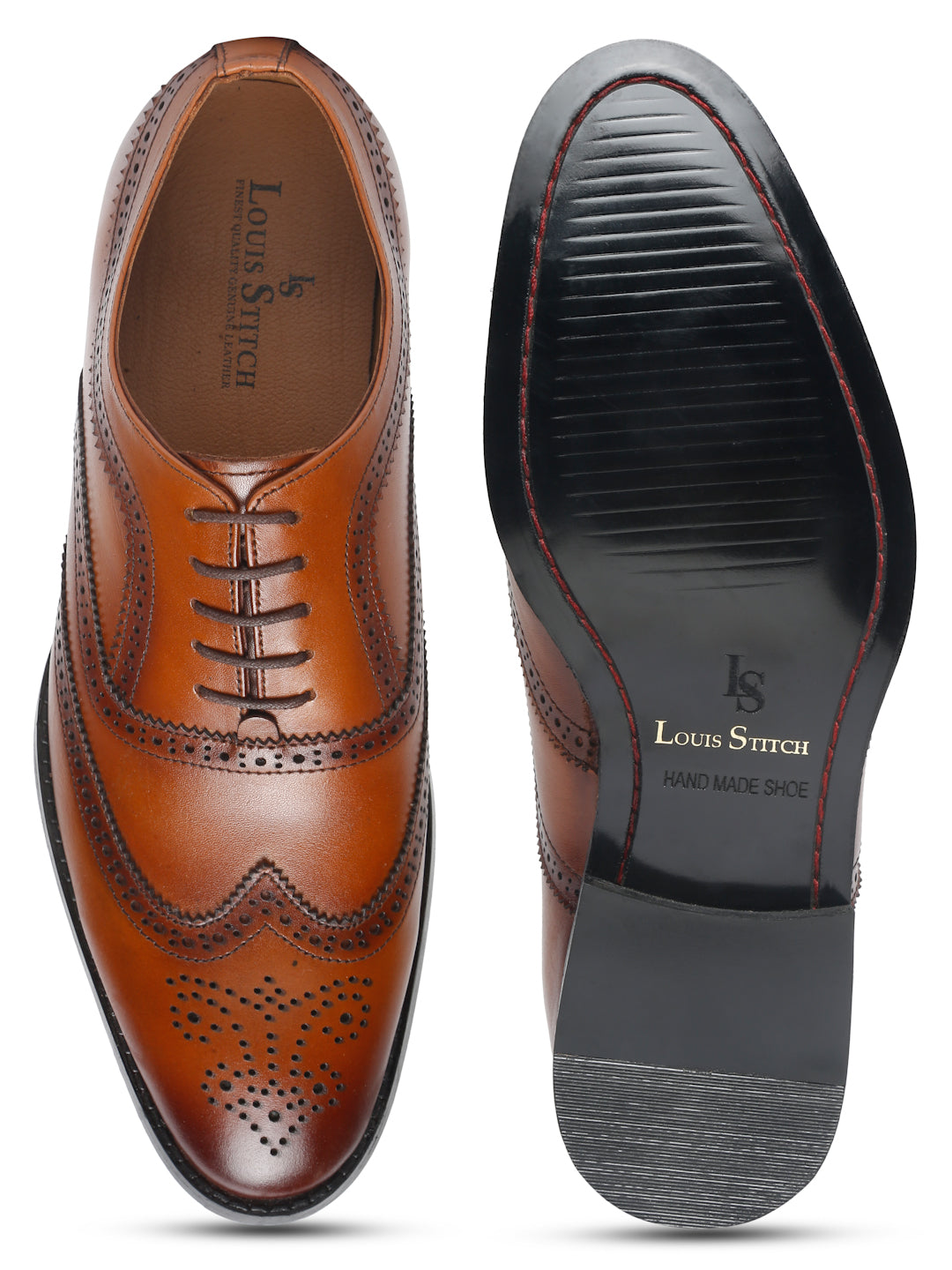 Men's Premium Italian Leather Handcrafted Tan Brogue Shoes