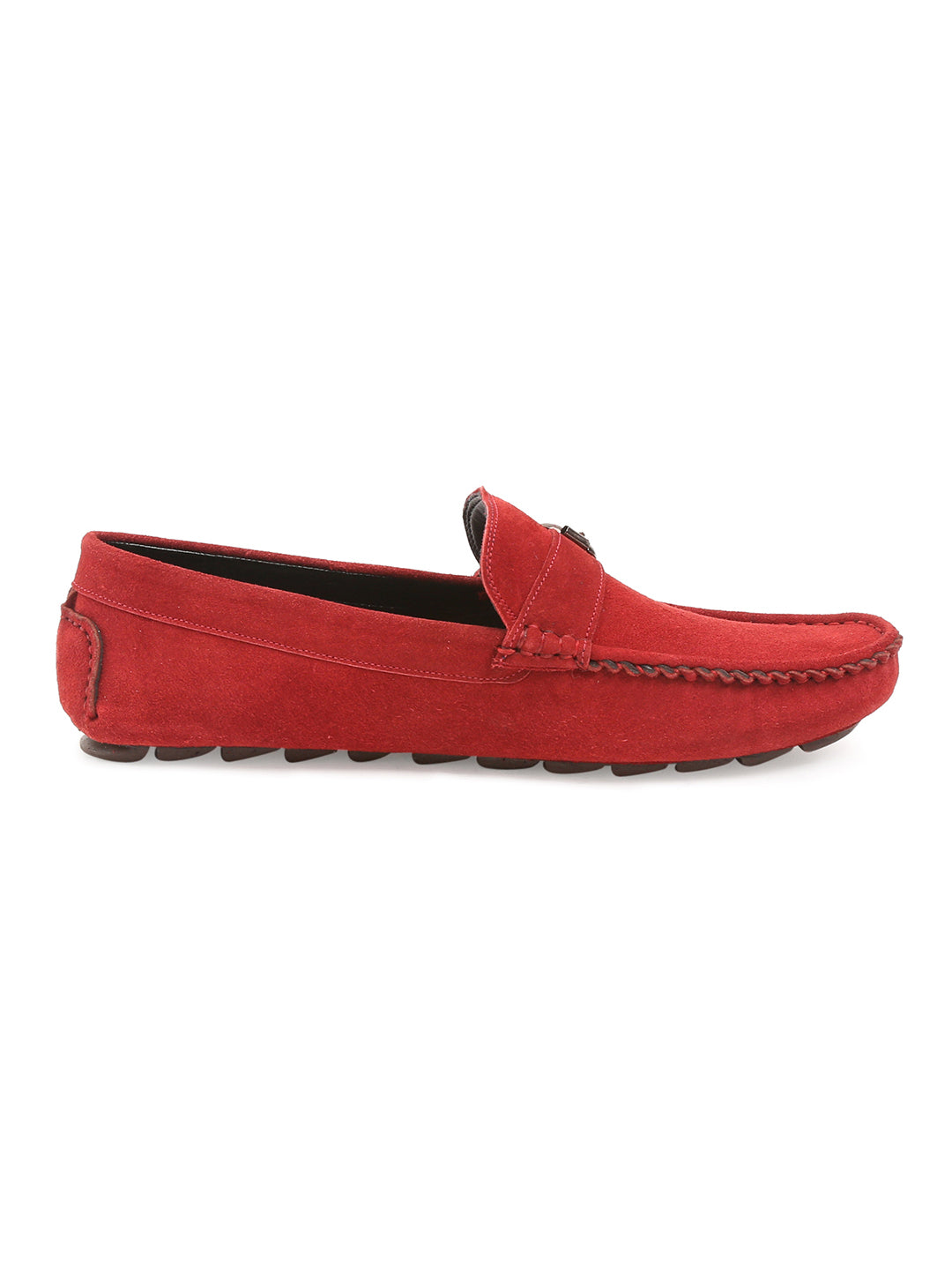 Ferrari Red Handmade Italian Suede Leather Penny Loafers