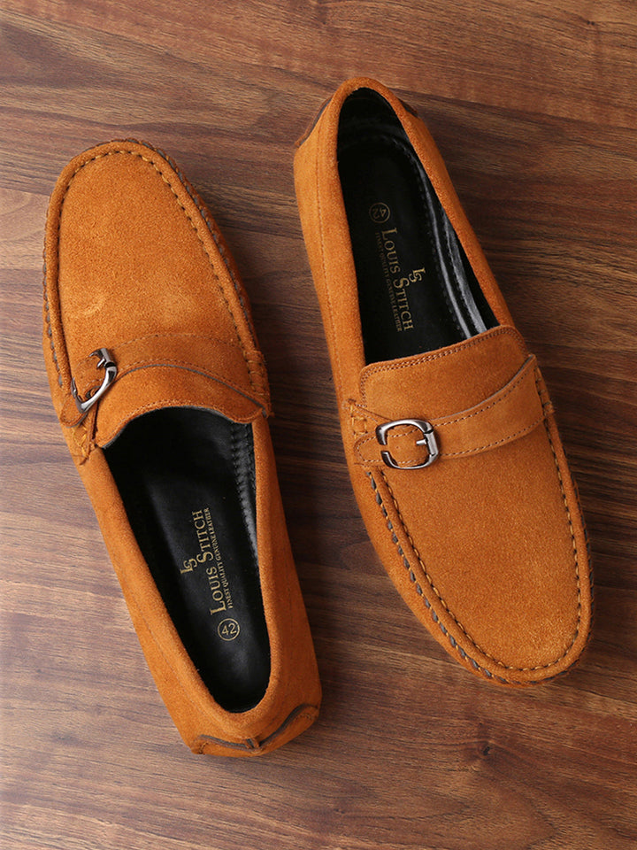 Tortilla Brown Handmade Italian Suede Leather Penny Loafers