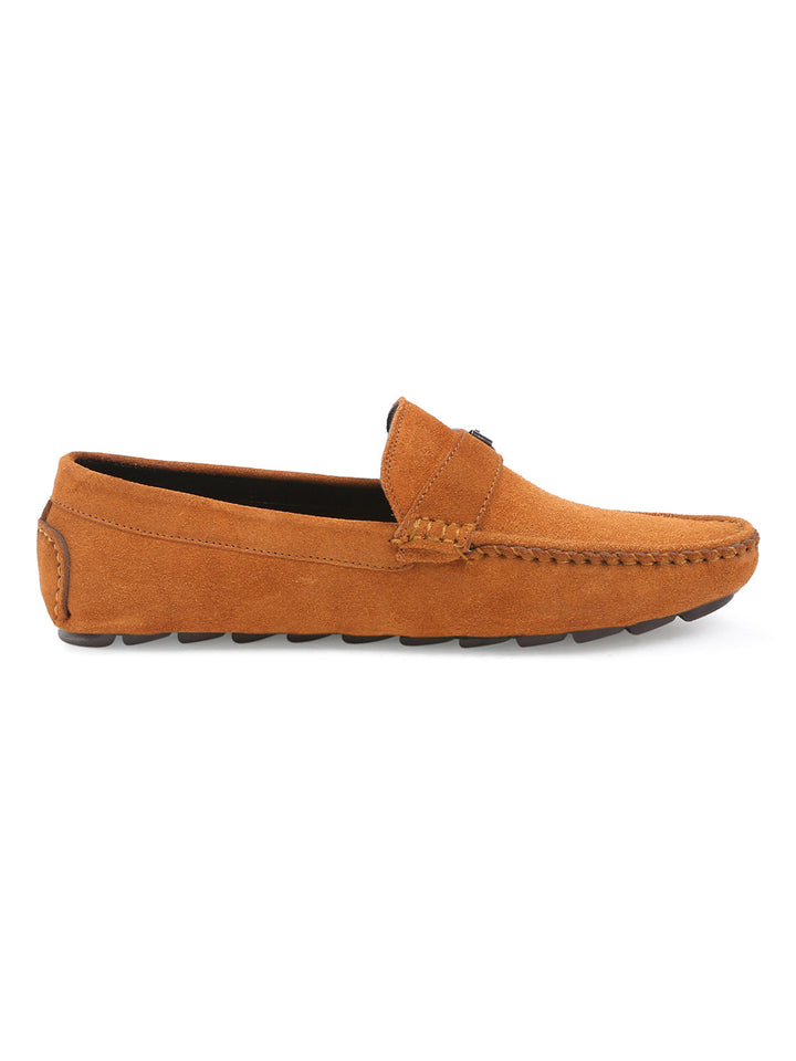 Tortilla Brown Handmade Italian Suede Leather Penny Loafers