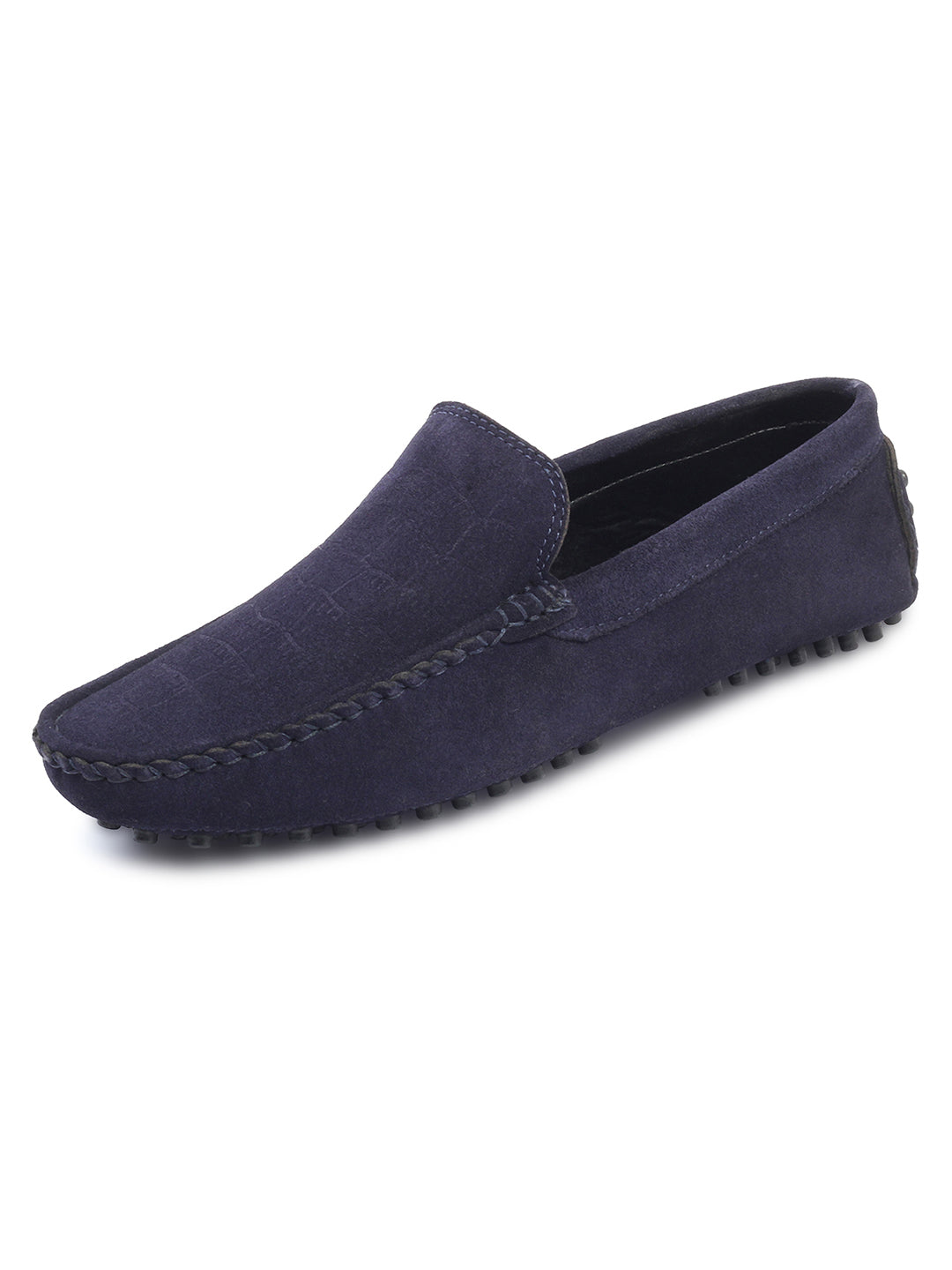 Federal Blue Handmade Italian Suede Leather Penny Loafers