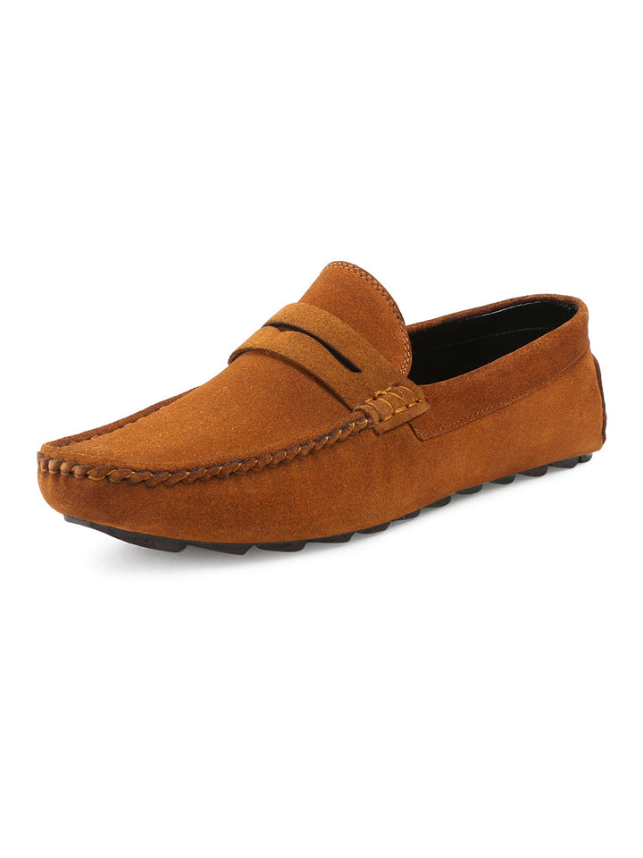 Tortilla Brown Handmade Italian Suede Leather Penny Loafers