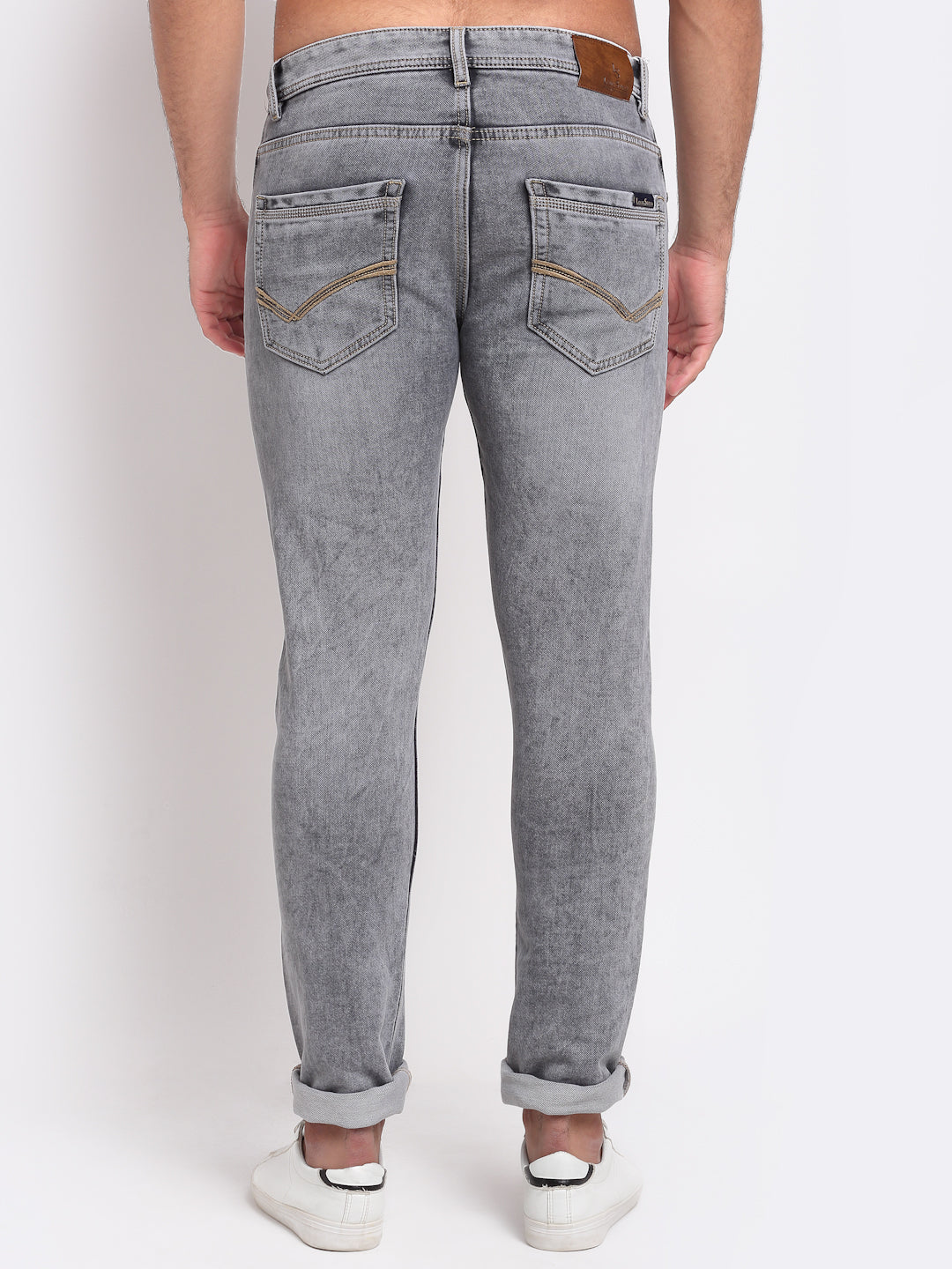 Grey Denim Mid Rise Egyptian Cotton Super Stretch Butter Comfort Jeans-Slim Fit