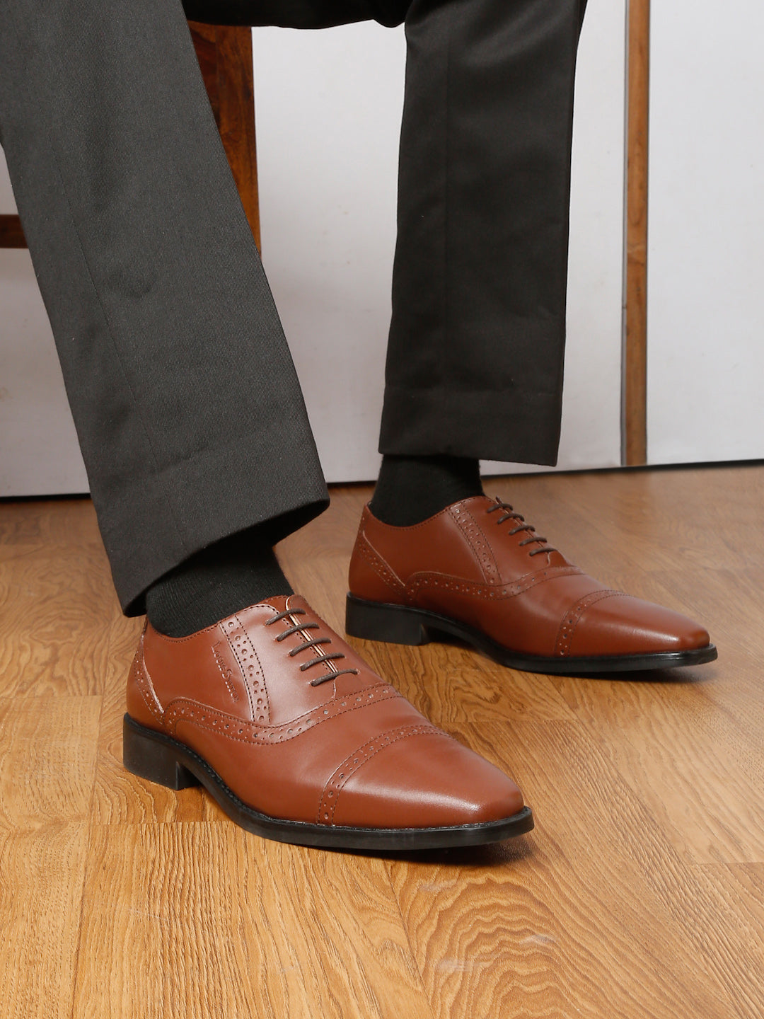 Italian Leather Oxford Russet Tan Shoes for Men