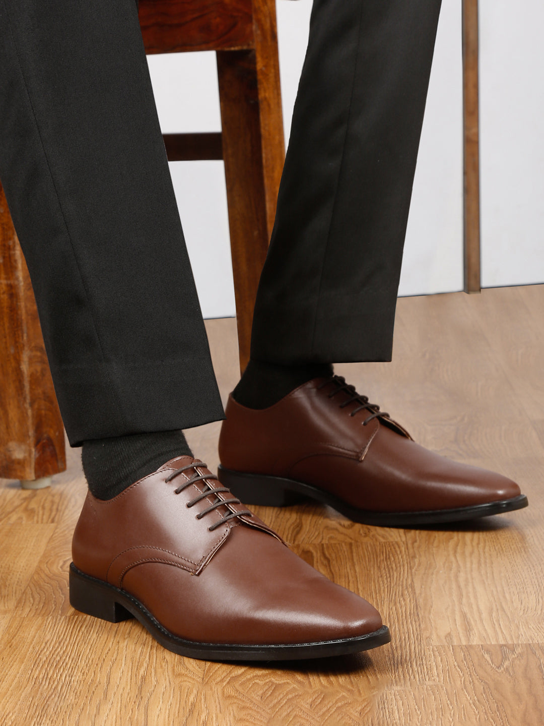 Italian Leather Derby Russet Tan Shoes for Men