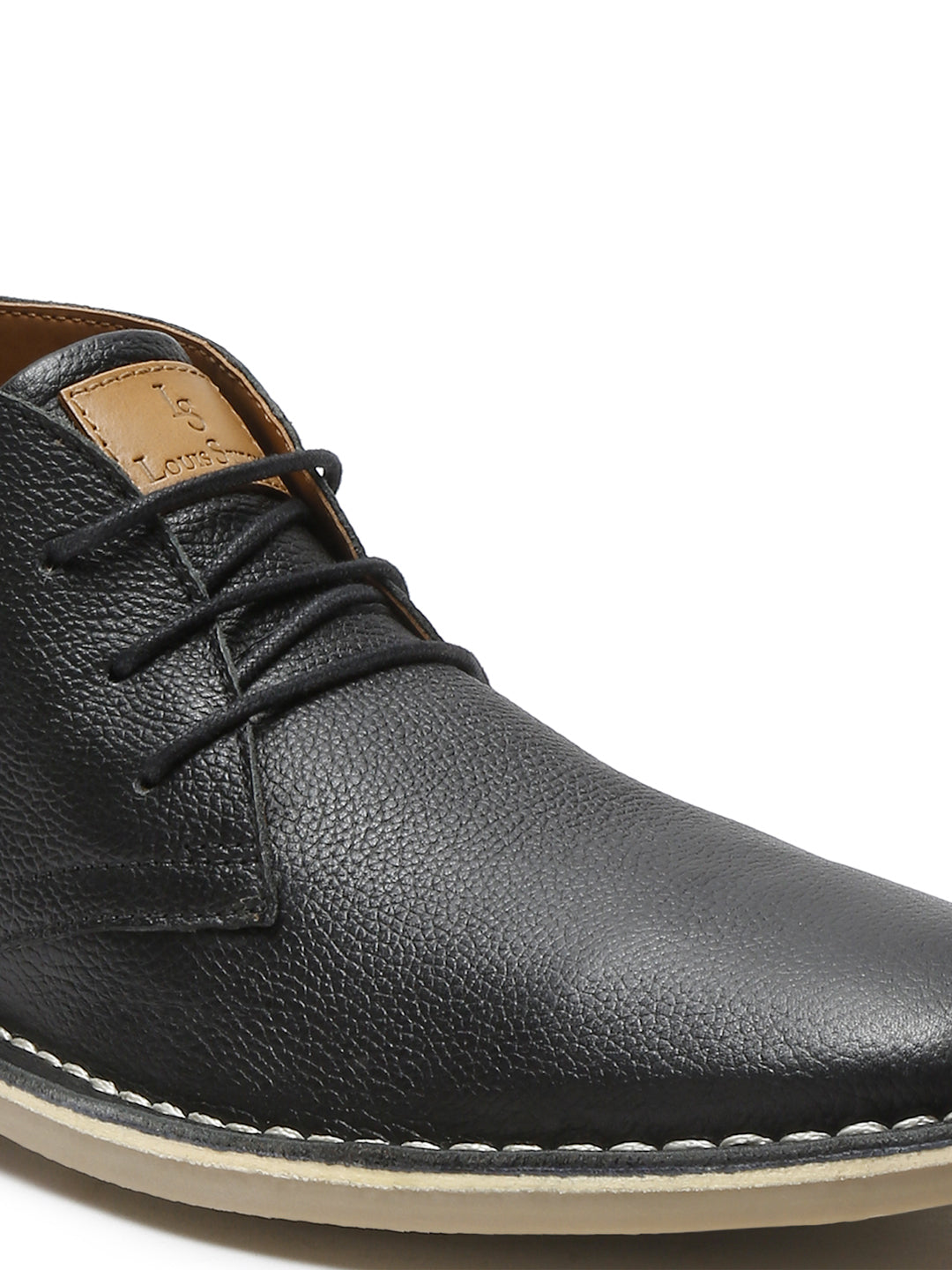 Jet Black Italian Leather British Stitch Down Chukka Boots