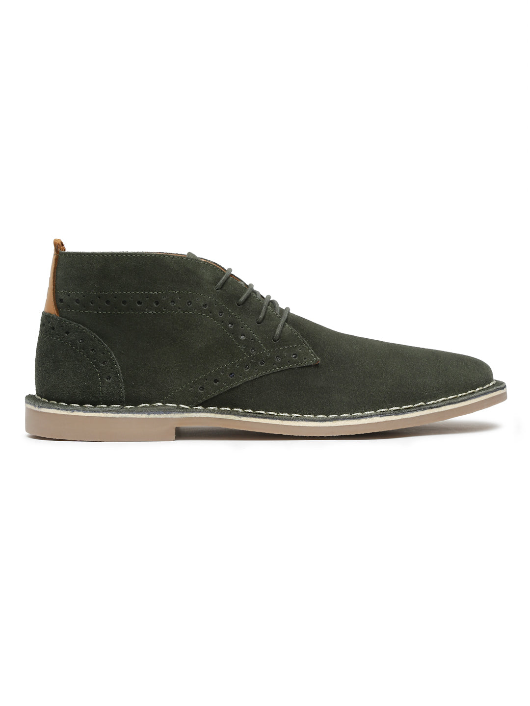 Moss Green Italian Suede Leather British Stitch Down Brogue Chukka Boots