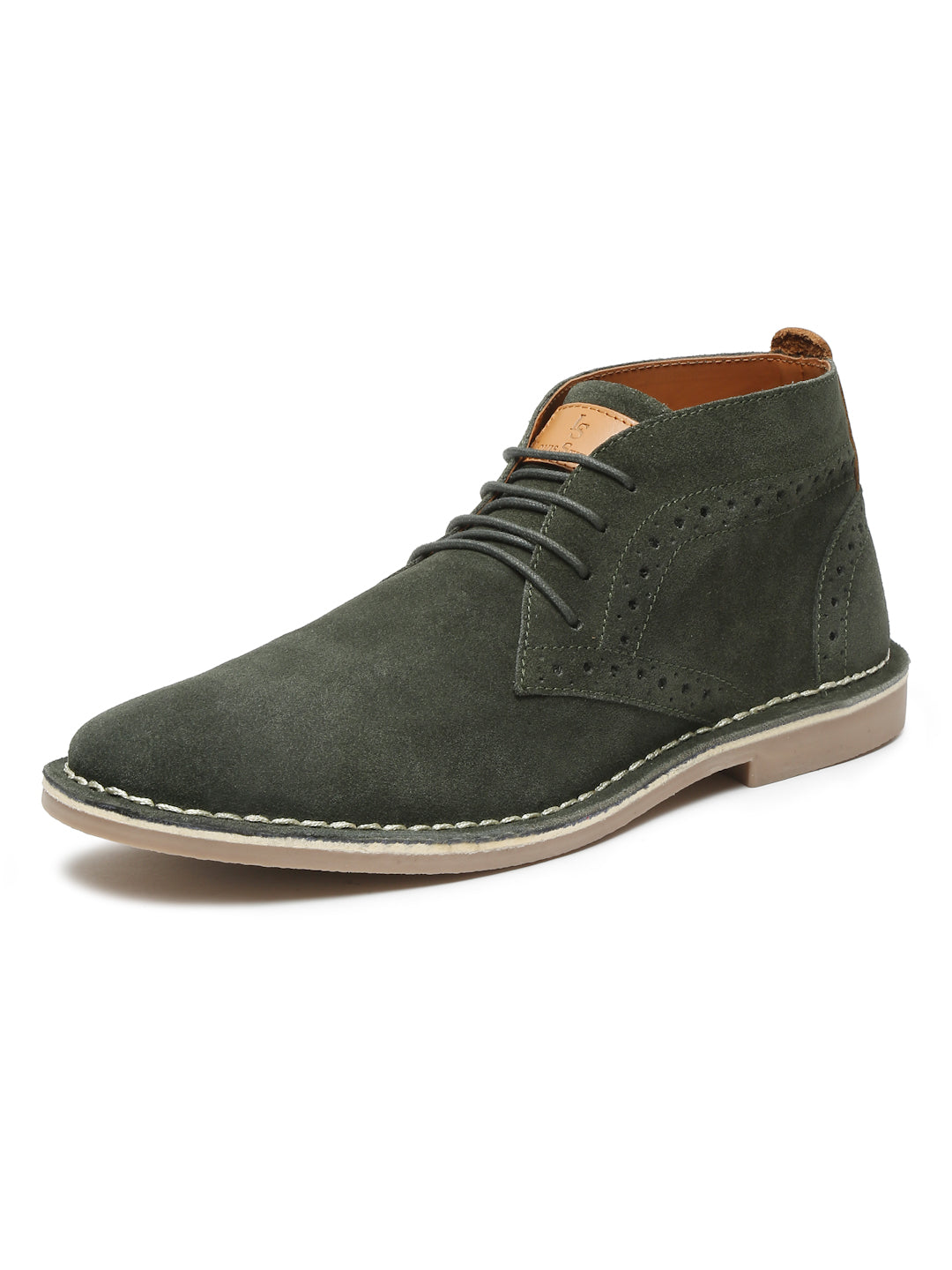 Moss Green Italian Suede Leather British Stitch Down Brogue Chukka Boots