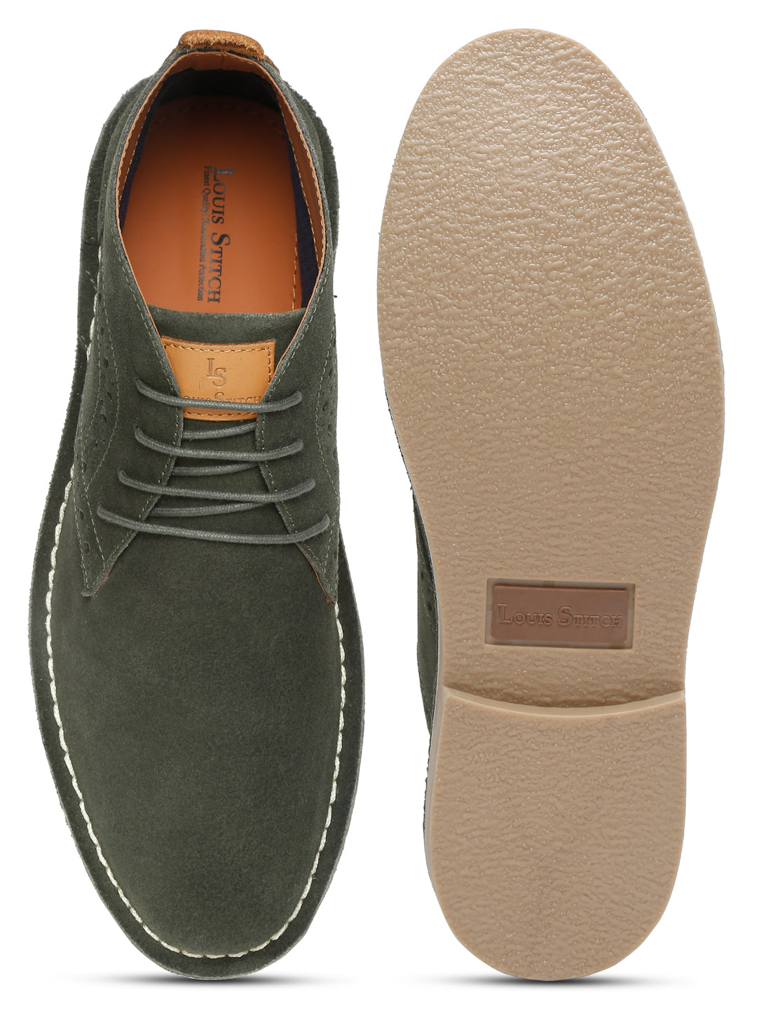 Moss Green Italian Suede Leather British Stitch Down Brogue Chukka Boots