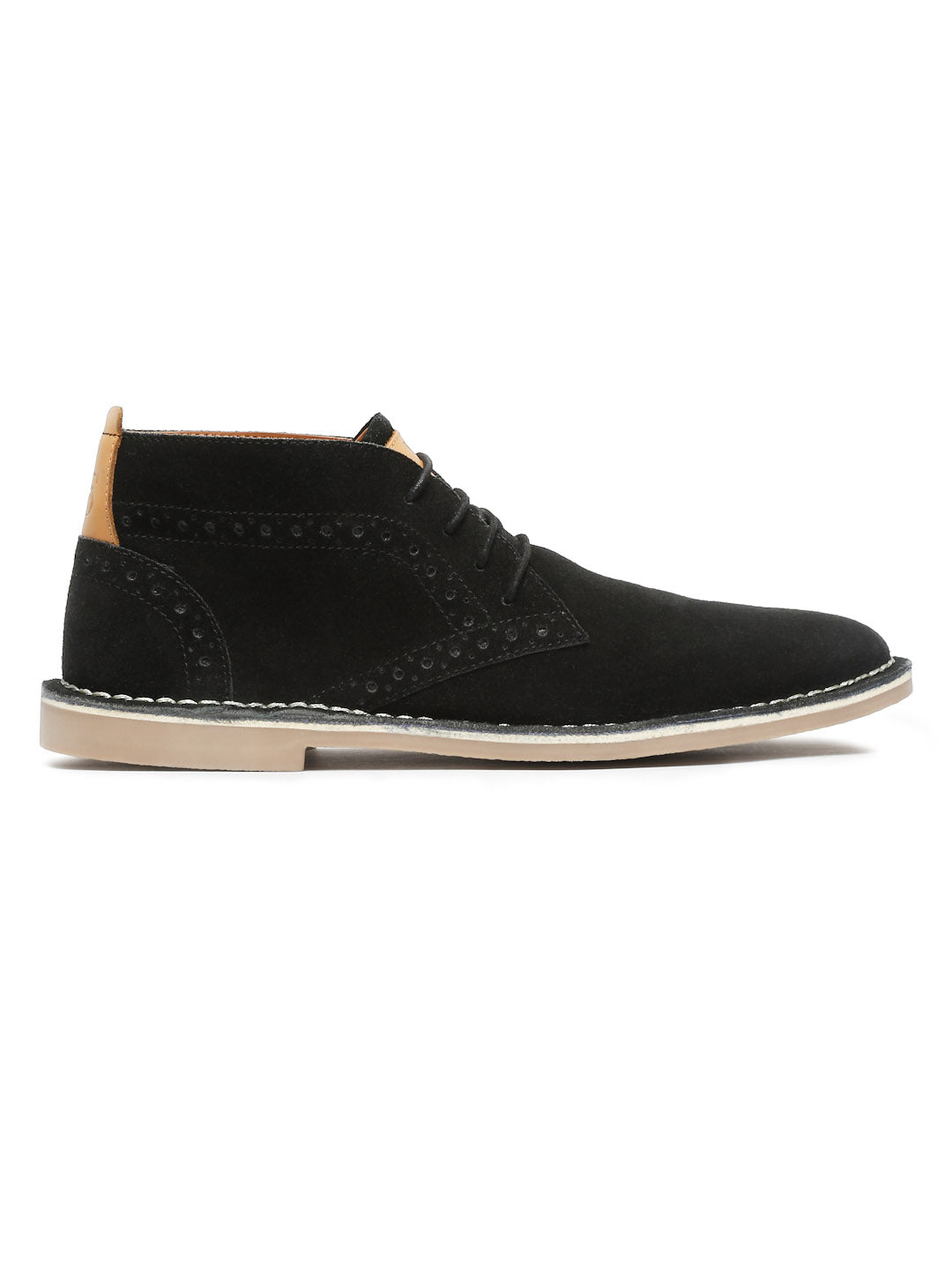 Obsidian Black Italian Suede Leather British Stitch Down Brogue Chukka Boots