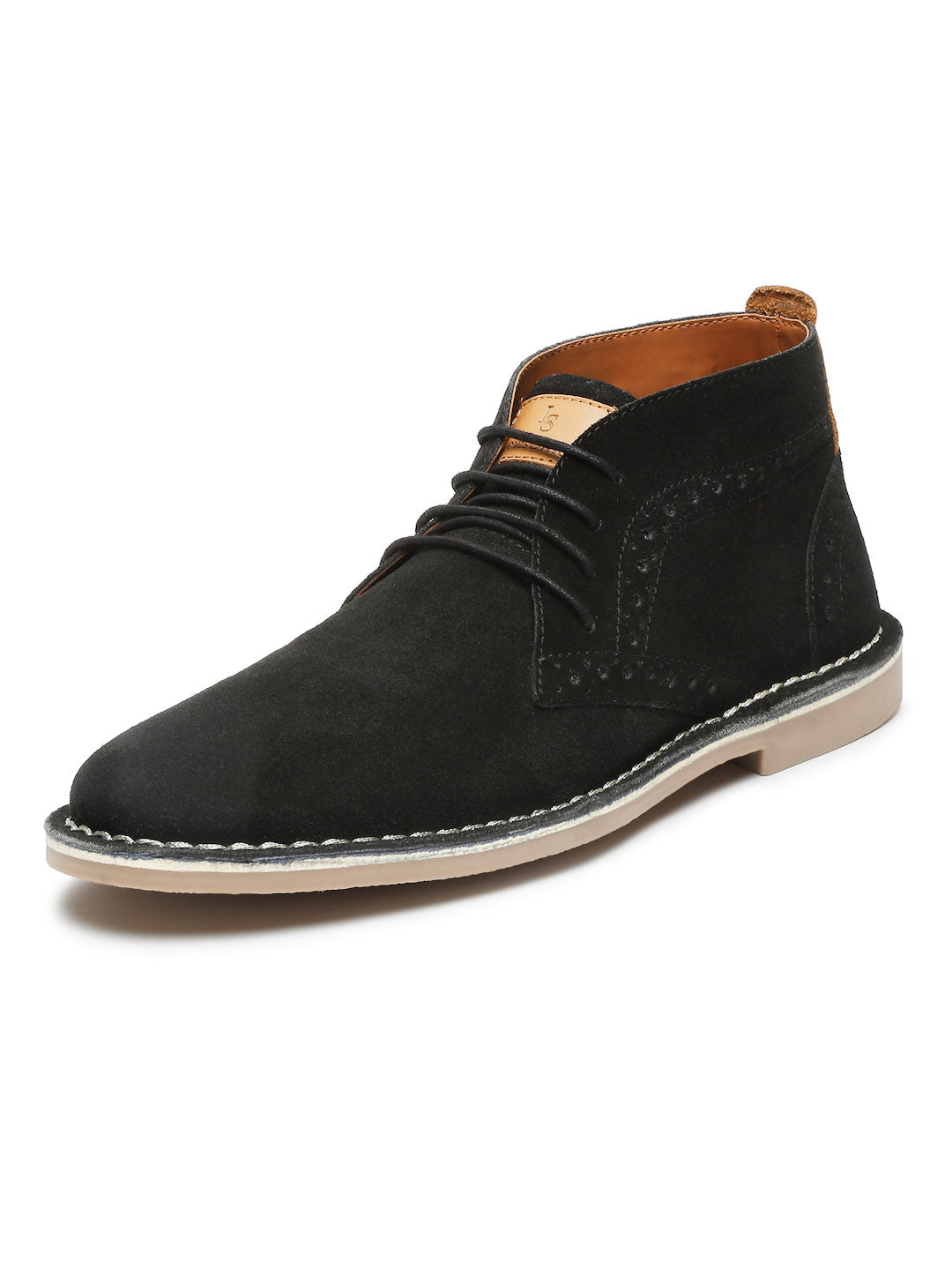 Obsidian Black Italian Suede Leather British Stitch Down Brogue Chukka Boots