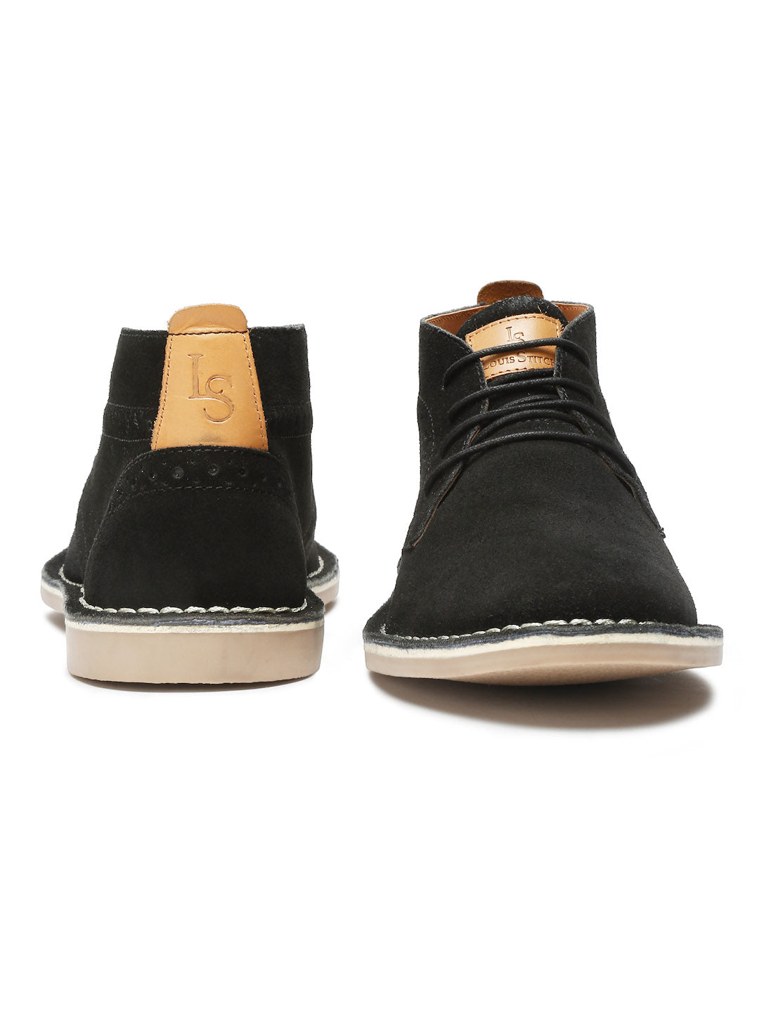 Obsidian Black Italian Suede Leather British Stitch Down Brogue Chukka Boots