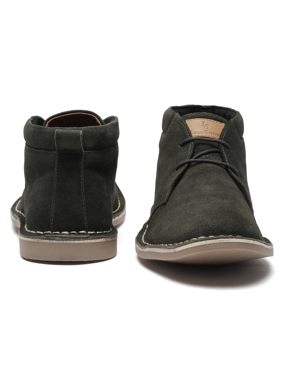 Moss Green Italian Suede Leather British Stitch Down Chukka Boots