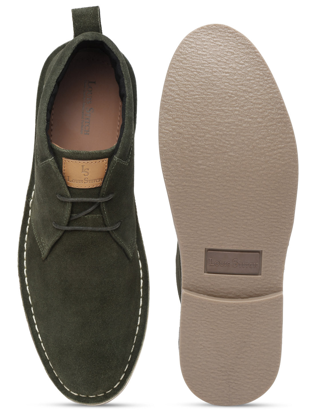 Moss Green Italian Suede Leather British Stitch Down Chukka Boots