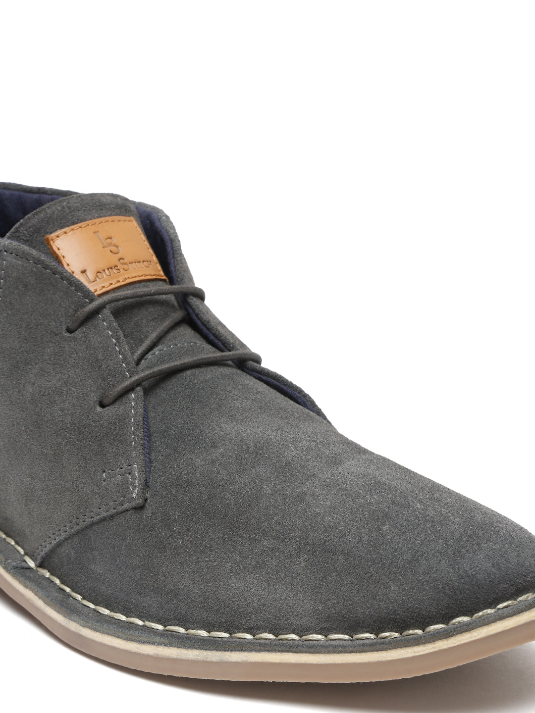 Ash Grey Italian Suede Leather British Stitch Down Chukka Boots