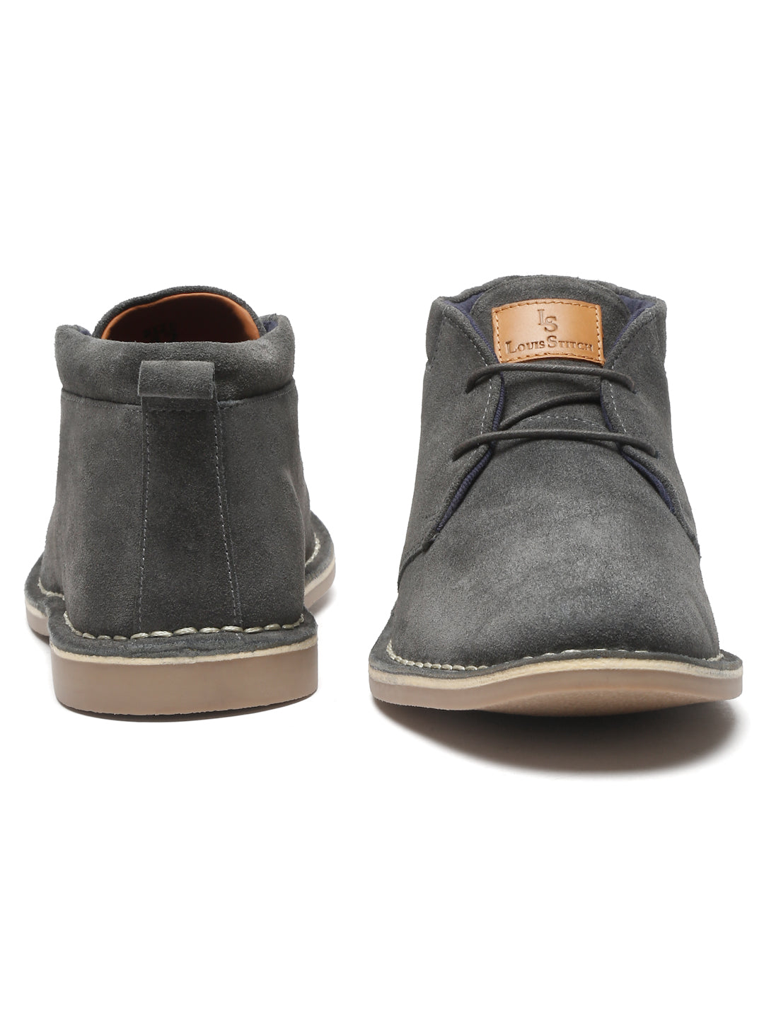 Ash Grey Italian Suede Leather British Stitch Down Chukka Boots