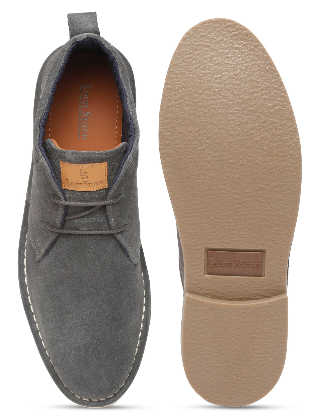 Ash Grey Italian Suede Leather British Stitch Down Chukka Boots