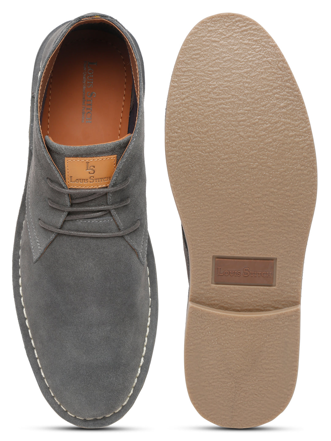 Ash Grey Italian Suede Leather British Stitch Down Chukka Boots