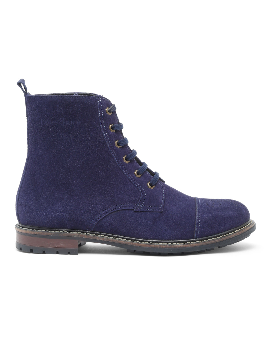 Federal Blue Handcrafted Italian Leather High Ankle Biking Boots