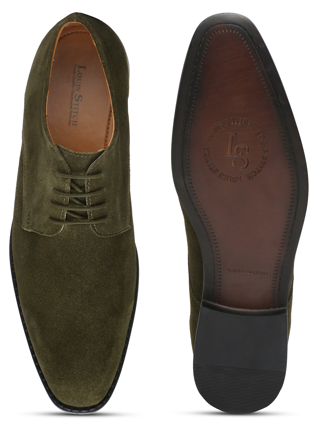 Seaweed Green Italian Suede Leather Shoes Laceup British Style Handcrafted Casual Shoe for Men