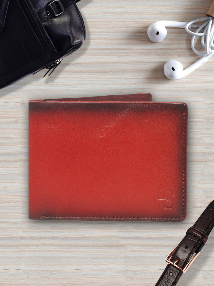  Gradient Style Red Italian Leather Wallet