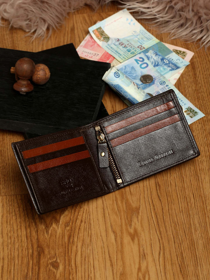  Bistre Brown Italian Saffiano Leather RFID Slim Wallet