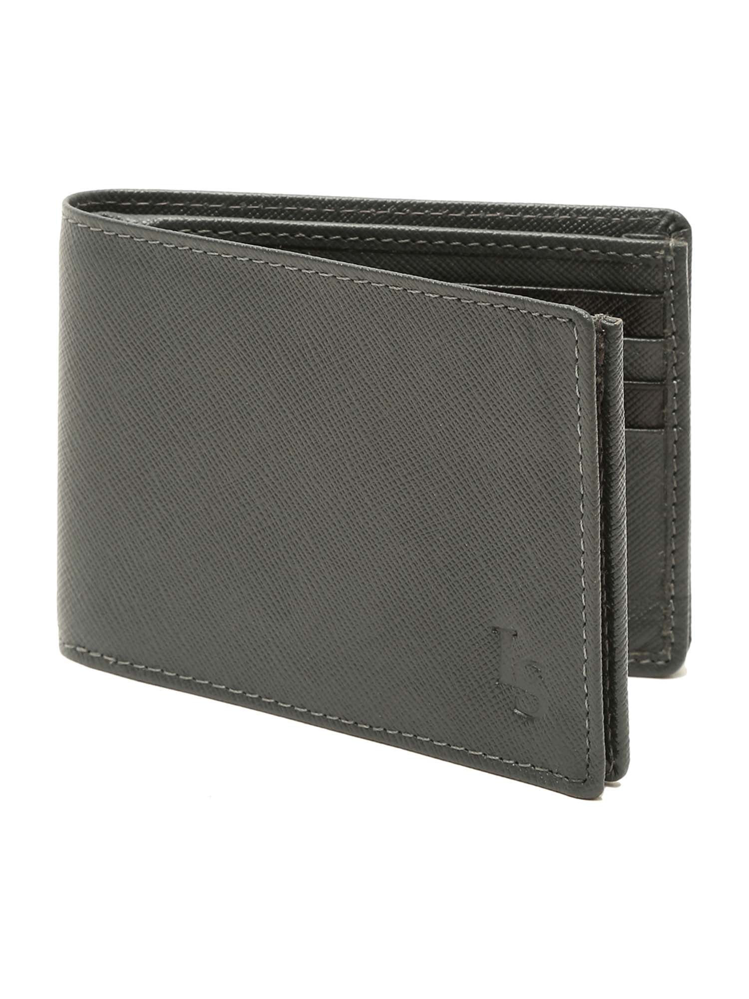 Ash Grey Italian Saffiano Leather RFID Slim Wallet