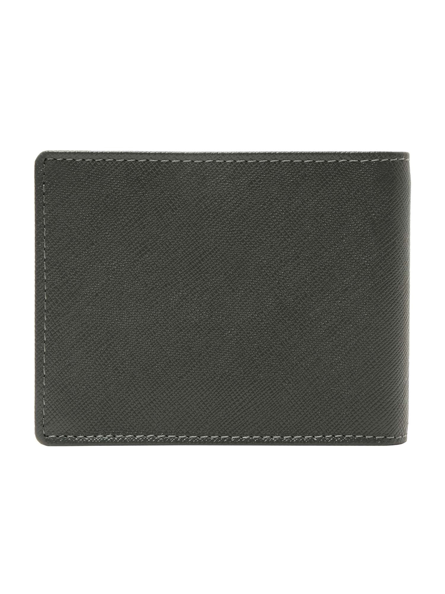 Ash Grey Italian Saffiano Leather RFID Slim Wallet