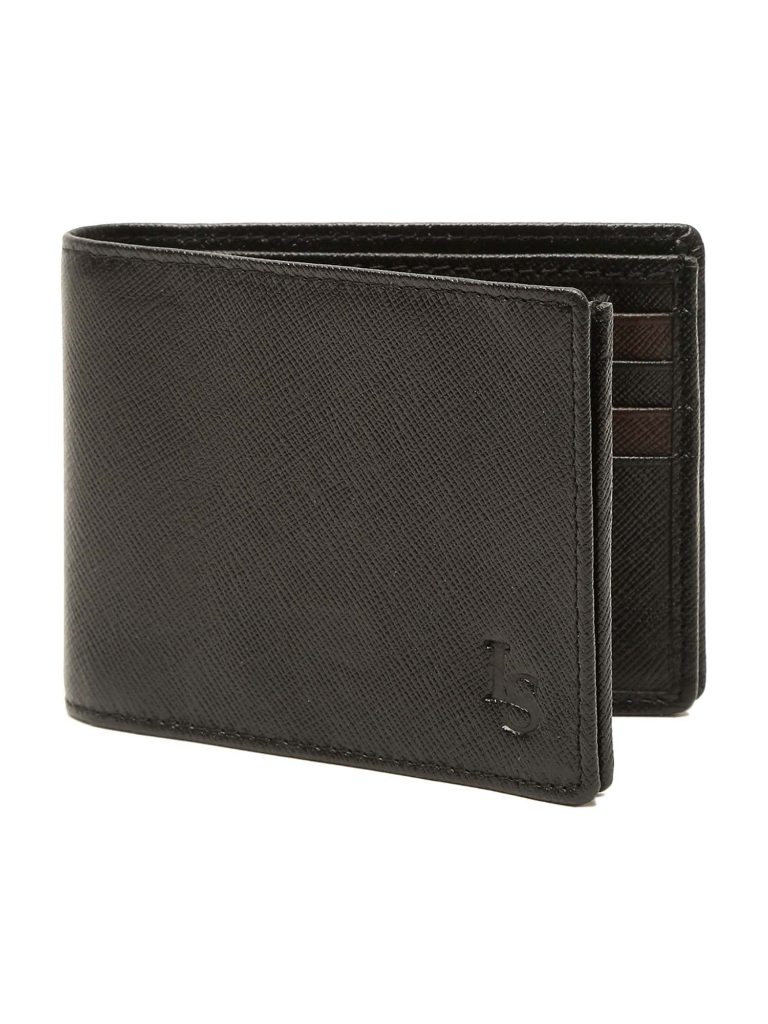 Jet Black Italian Saffiano Leather RFID Slim Wallet