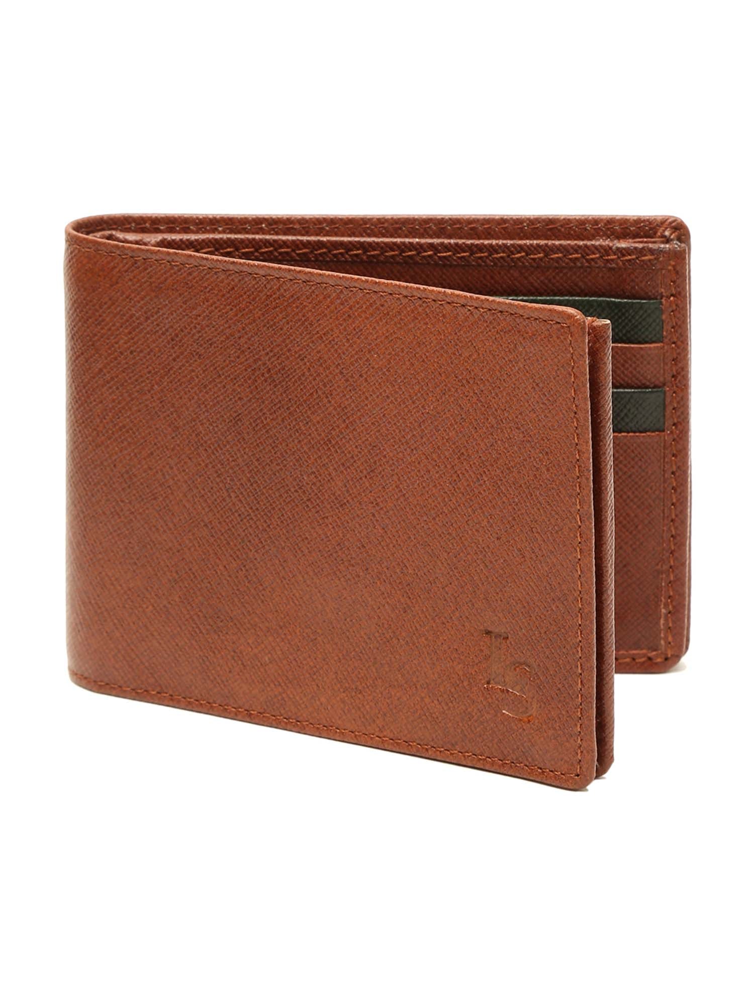 Russet Tan Italian Saffiano Leather RFID Slim Wallet