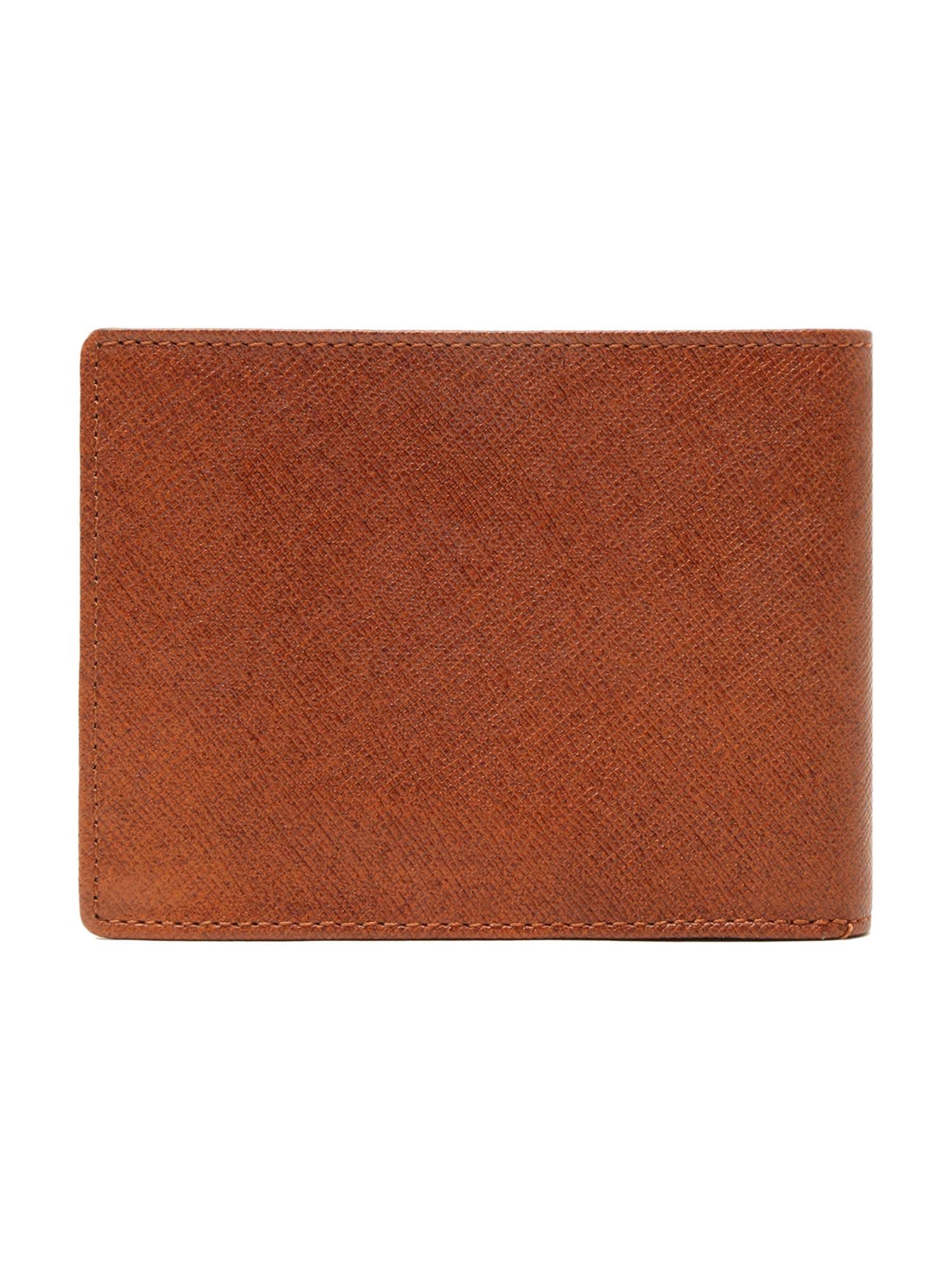 Russet Tan Italian Saffiano Leather RFID Slim Wallet