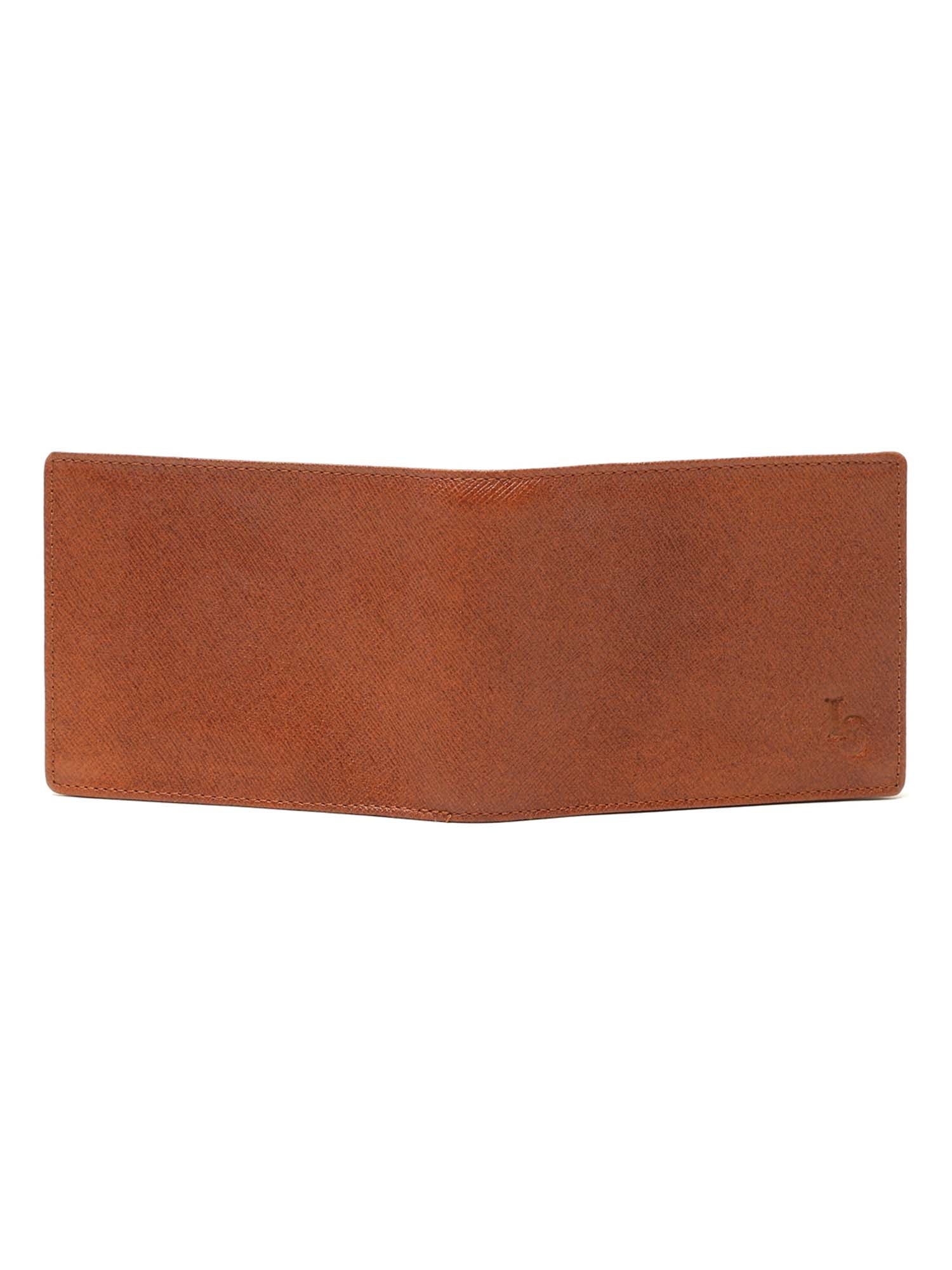 Russet Tan Italian Saffiano Leather RFID Slim Wallet