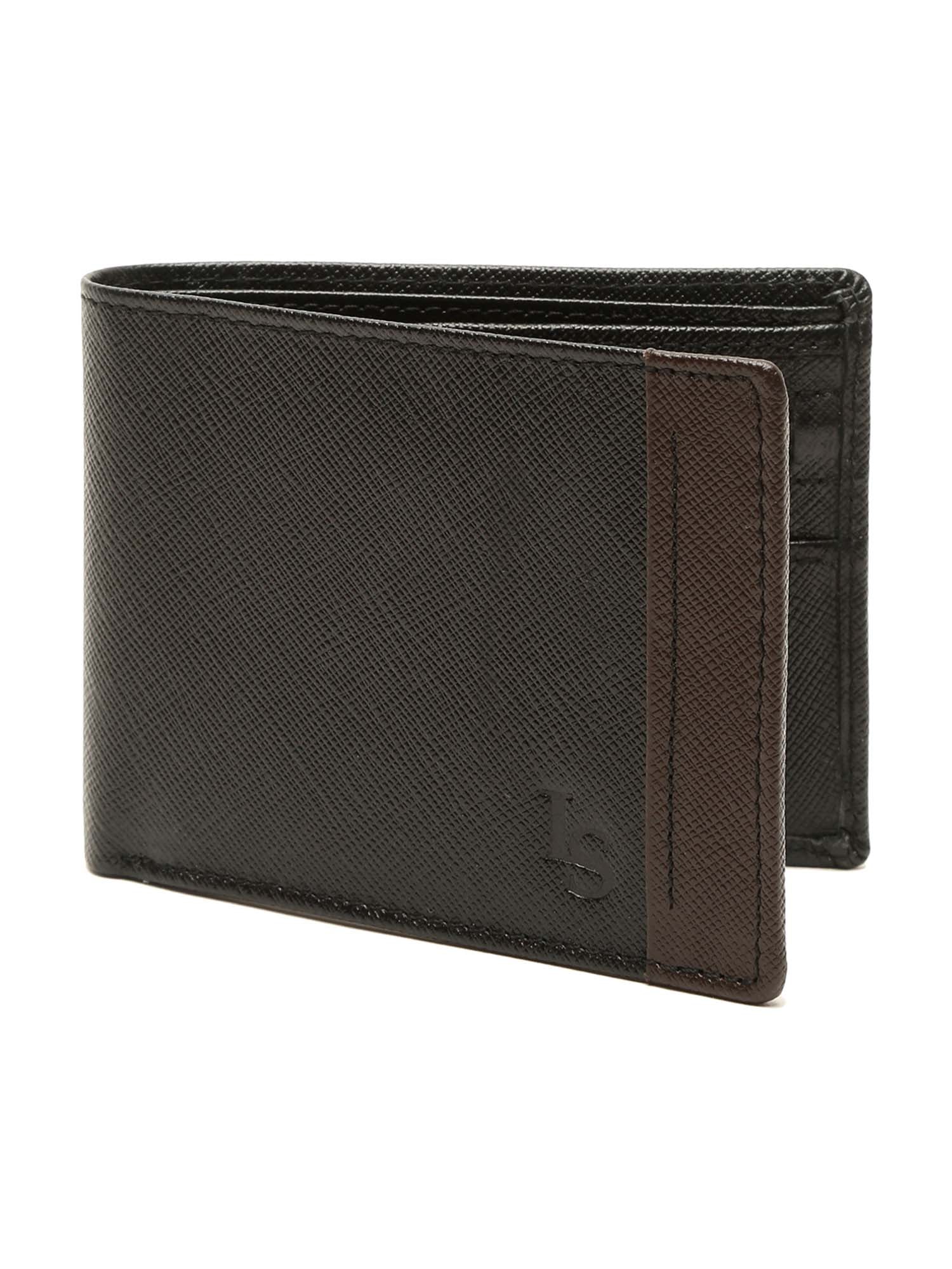 Jet Black Italian Front Zip Saffiano Leather Wallet