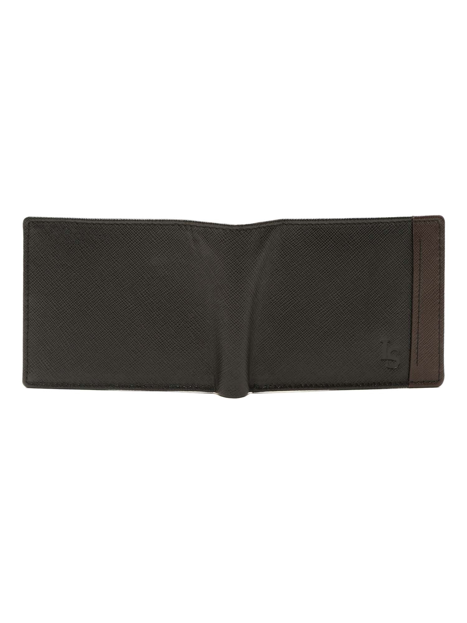 Jet Black Italian Front Zip Saffiano Leather Wallet