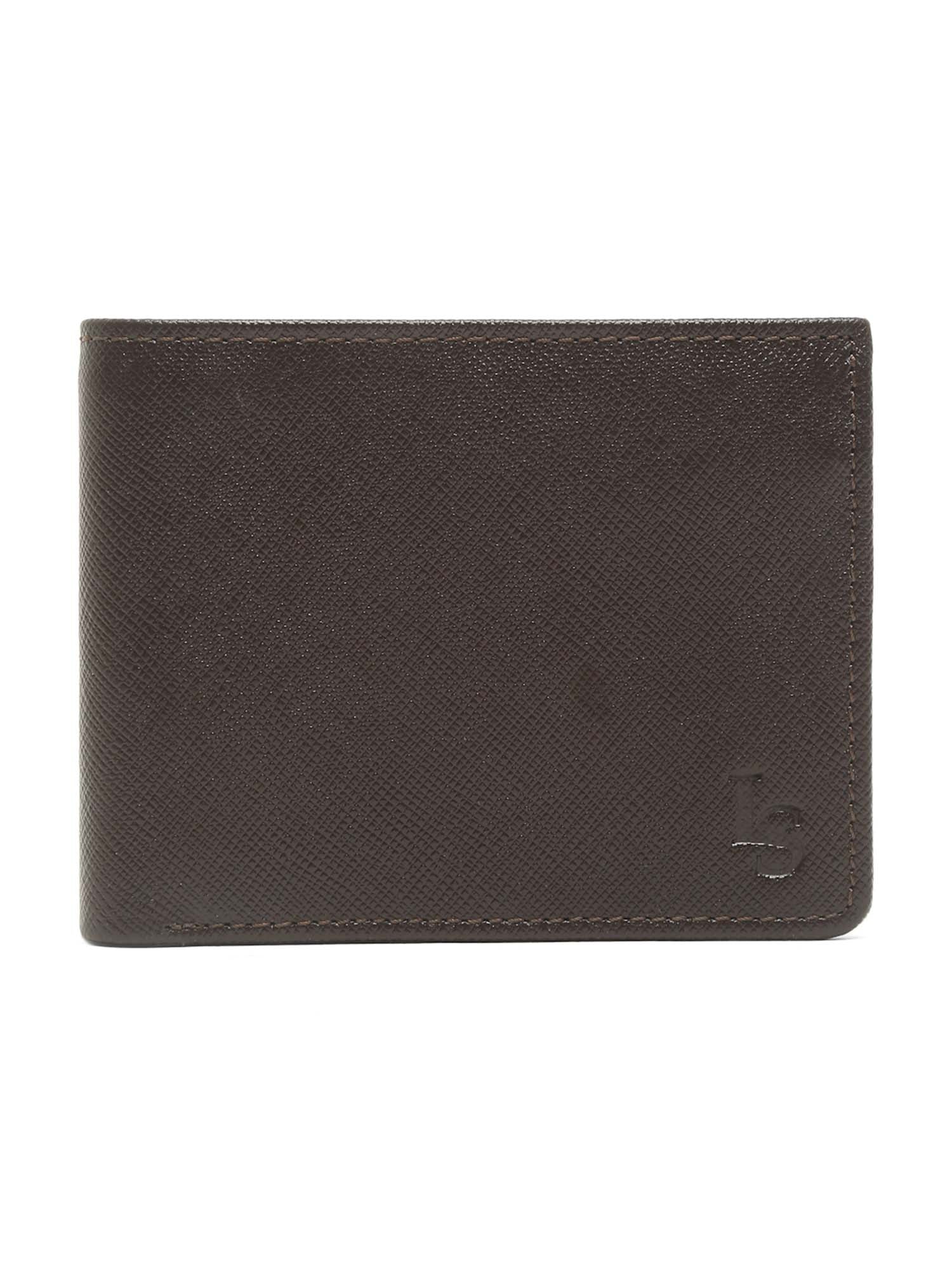 Bistre Brown Italian Saffiano Leather Zipper Wallet