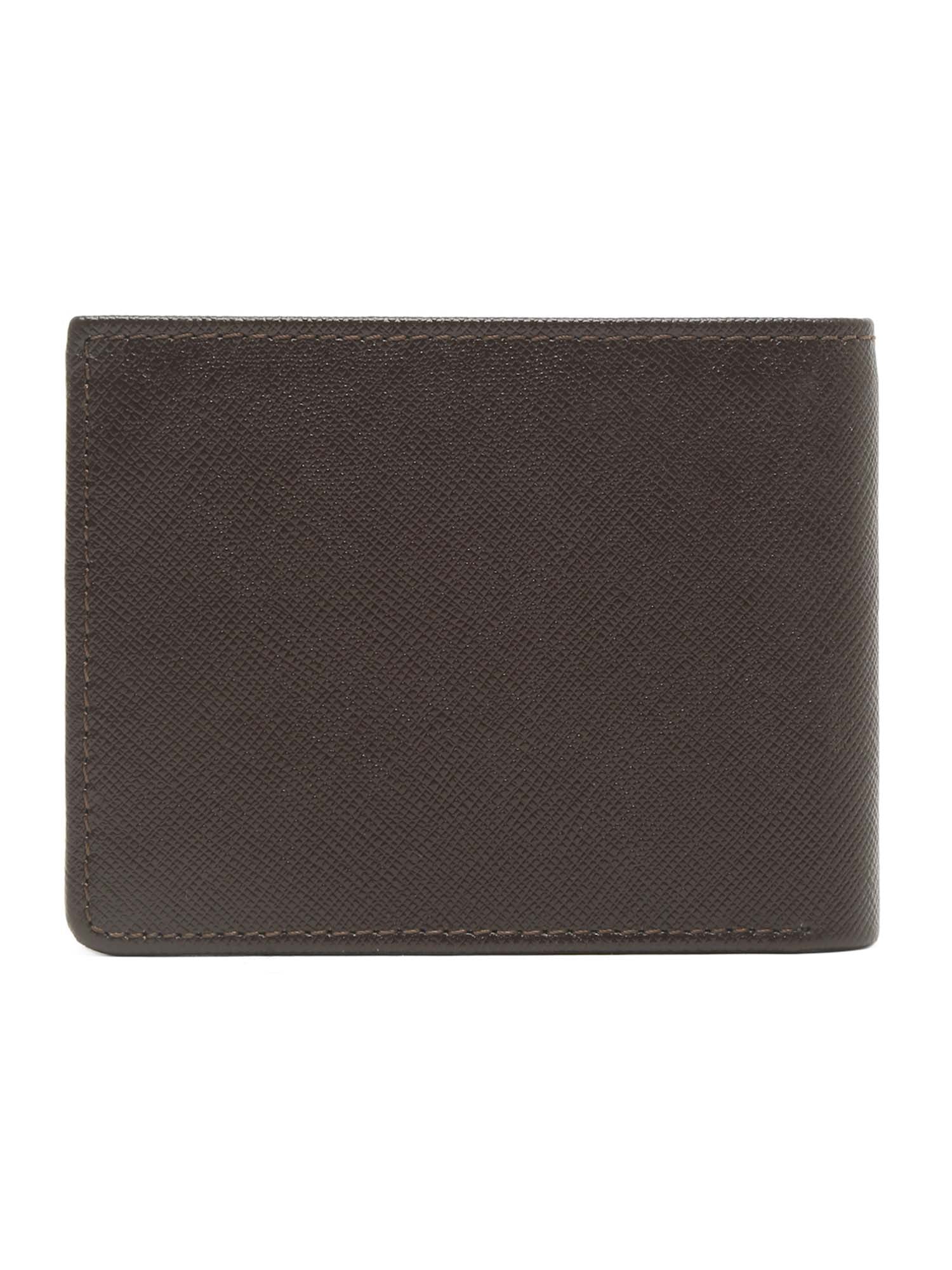 Bistre Brown Italian Saffiano Leather Zipper Wallet