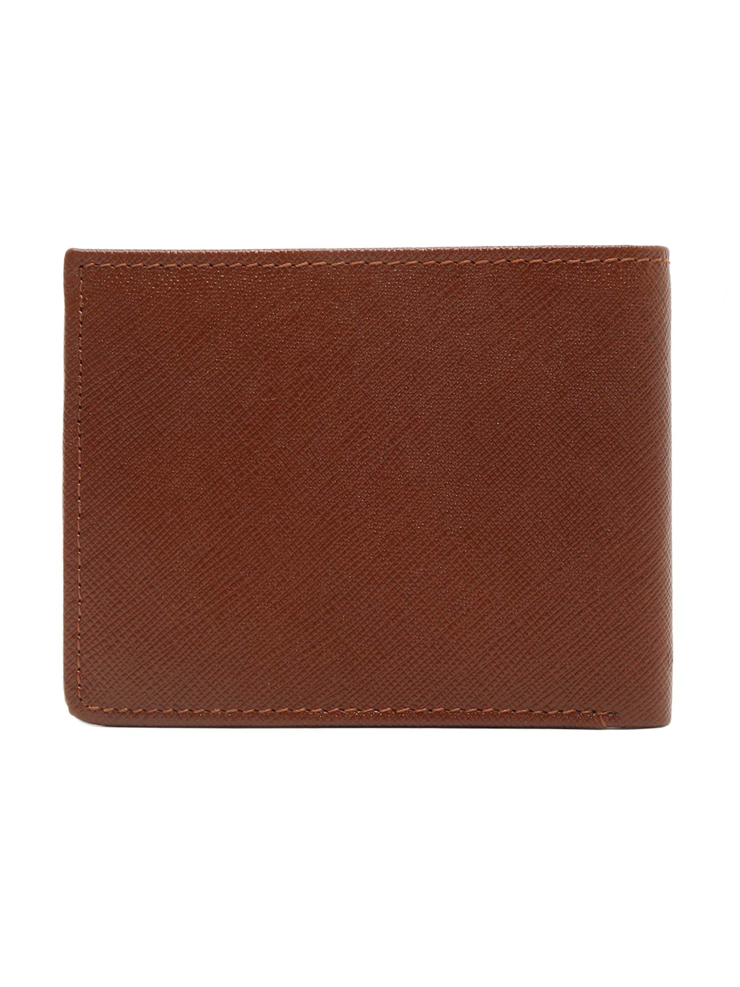 British Tan Italian Saffiano Leather Zipper Wallet