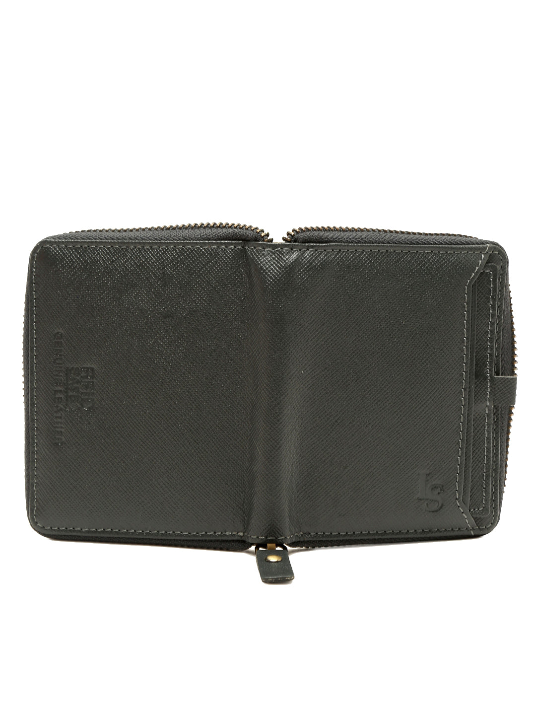 Ash Grey Italian Zipper Saffiano Leather Wallet