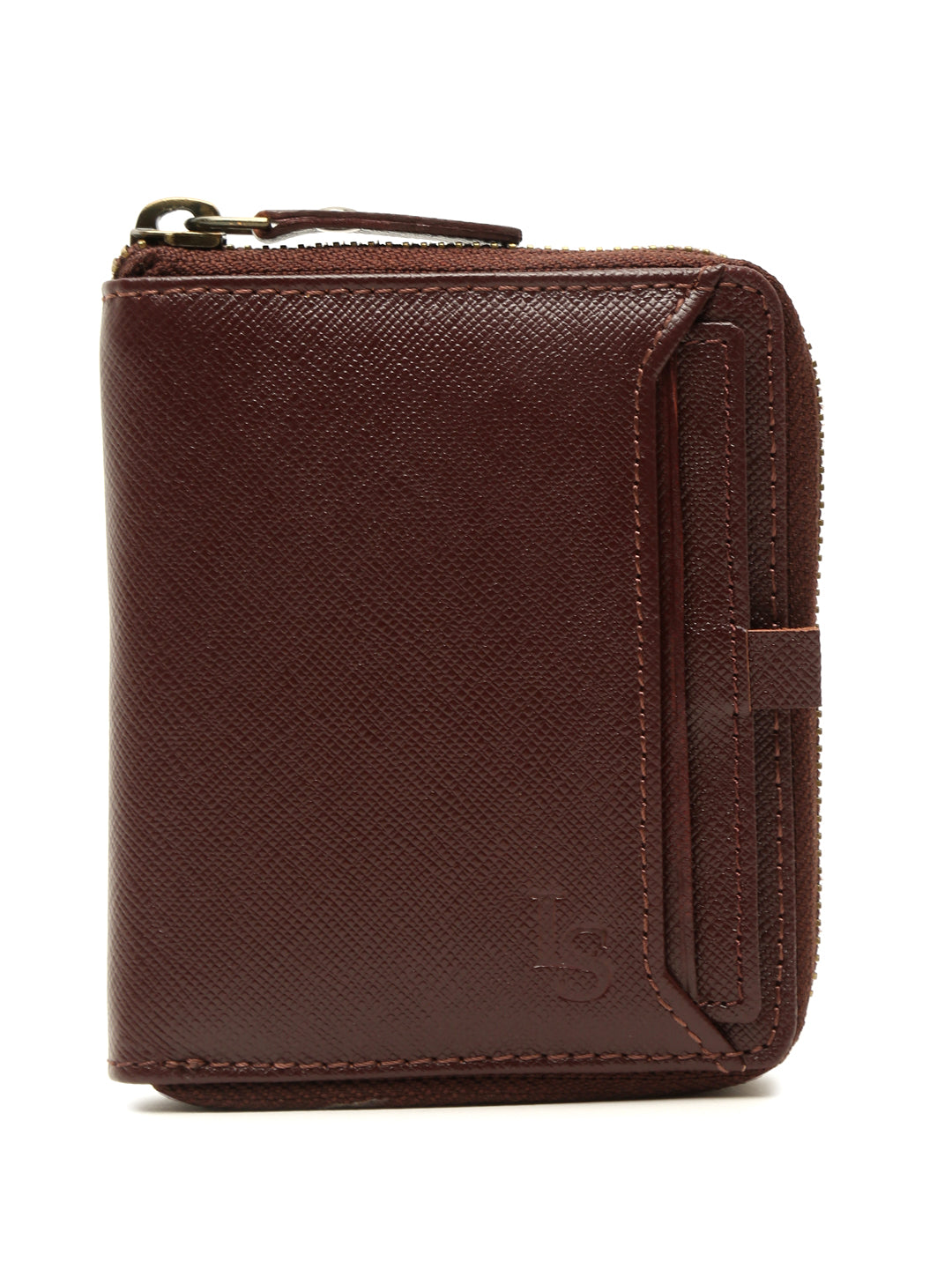 Rosewood Italian Zipper Saffiano Leather Wallet